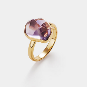 Natural Amethyst Crystal Statement Ring