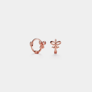 Tiny Small Bow Ribbon Hoop Earrings