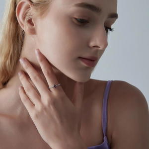 Oval Cut Natural Amethyst Stacking Ring