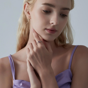 Oval Cut Natural Amethyst Stacking Ring