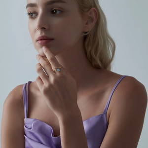 Moonstone Rainbow Halo Fidget Spinner Ring