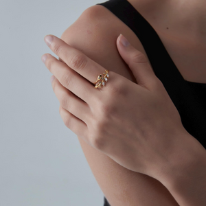 Olive Leaf Branch Bypass Stacking Ring