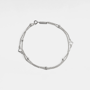 Heart Bead Double Chain Stacking Bracelet