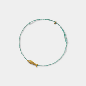 Gold Fish Braid Black Rope Cord Anklet