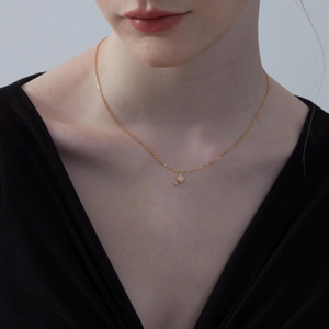 Small Opal Tulip Flower Charm Necklace