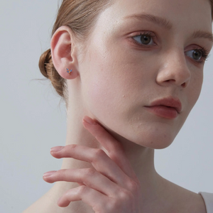 Tiny Blue Gemstone Leaf Stud Earrings