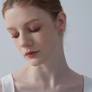 Tiny Blue Gemstone Leaf Stud Earrings