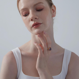 Natural Amethyst Crystal Statement Ring