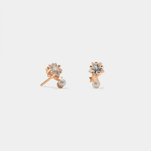 Tiny Small Pearl Star Wedding Stud Earrings