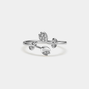 Double Tulip Flower Stacking Bypass Ring