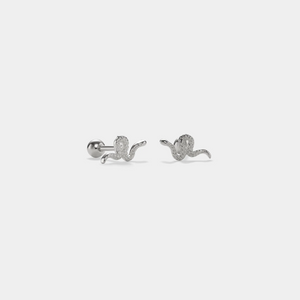 Tiny Small Snake Screw Back Stud Earrings