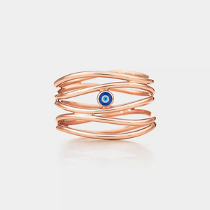 Evil Eye Nazar Ocean Wave Five Row Ring