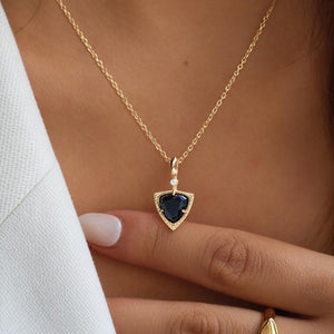 Dainty Triangle Black Onyx Pendant Necklace