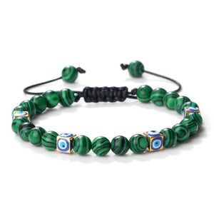 Evil Eye Ceramic Malachite Rope Bracelet