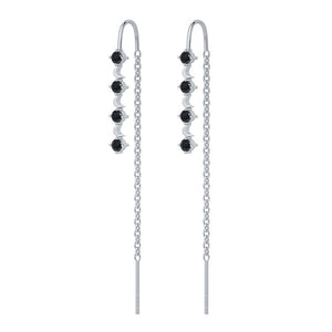 Tiny Star Moon Colorful CZ Threader Earrings