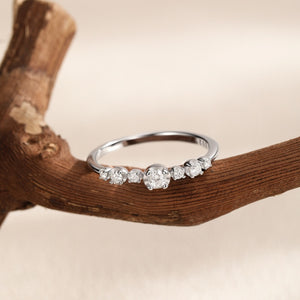 Graduated Round Moissanite Stack Band Ring
