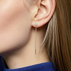 Tiny Engraved Heart Chain Threader Earrings