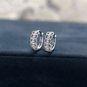 Dainty Filigree Lace CZ Huggie Hoop Earrings