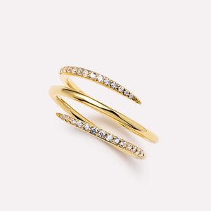 Triple Row Spiral Pave CZ Wrap Stacking Ring
