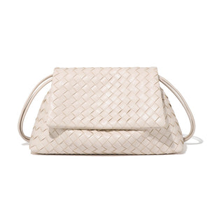 Handwoven Leather Flap Shoulder Handbag