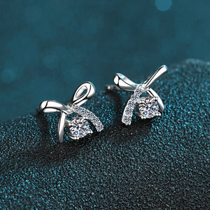 Moissanite Bow Pave Cartilage Stud Earrings