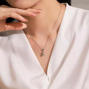 Playful Cat Sapphire Blue CZ Charm Necklace