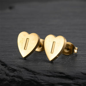 Custom Initial Letter Heart Stud Earrings