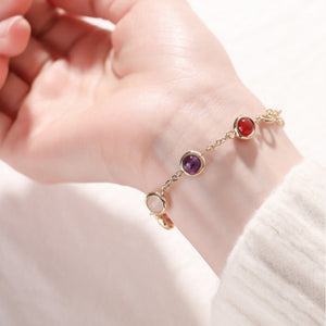 Rainbow Chakra Crystal Station Chain Bracelet