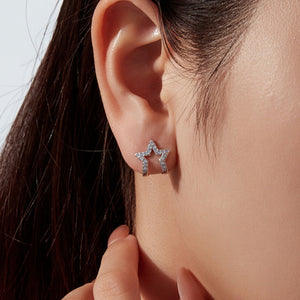 Tiny Opal Pave Open Star Wrap Stud Earrings