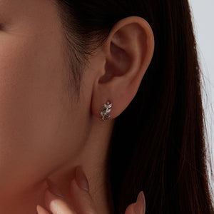 Dainty Moss Agate Leaf Branch Hoop Earrings