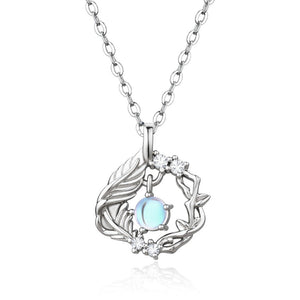 Wing Twig Wreath Moonstone Pendant Necklace
