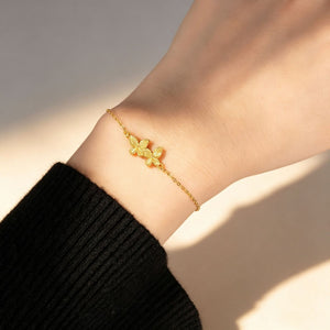 Dual Textured Butterfly Charm Chain Bracelet