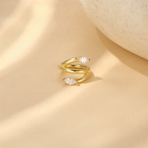 Dainty Dual Marquise CZ Spiral Hoop Earrings