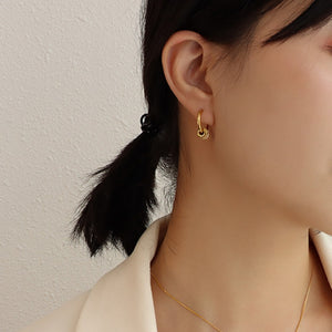 Baguette Barrel Cylinder Drop Hoop Earrings