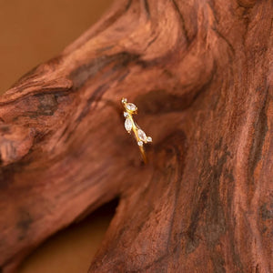 Marquise CZ Cluster Leaf Vine Thin Band Ring