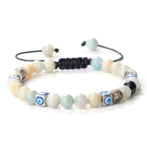 Evil Eye Ceramic Malachite Rope Bracelet