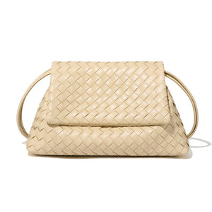 Handwoven Leather Flap Shoulder Handbag