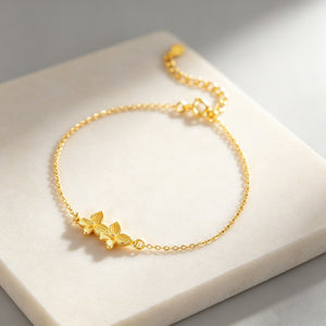 Dual Textured Butterfly Charm Chain Bracelet