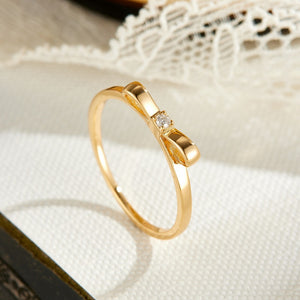 Minimalist Moissanite Accent Bow Band Ring