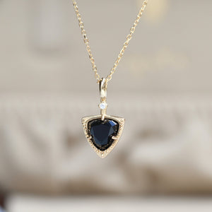 Dainty Triangle Black Onyx Pendant Necklace