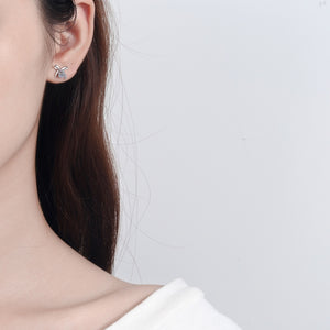 Moissanite Bow Pave Cartilage Stud Earrings