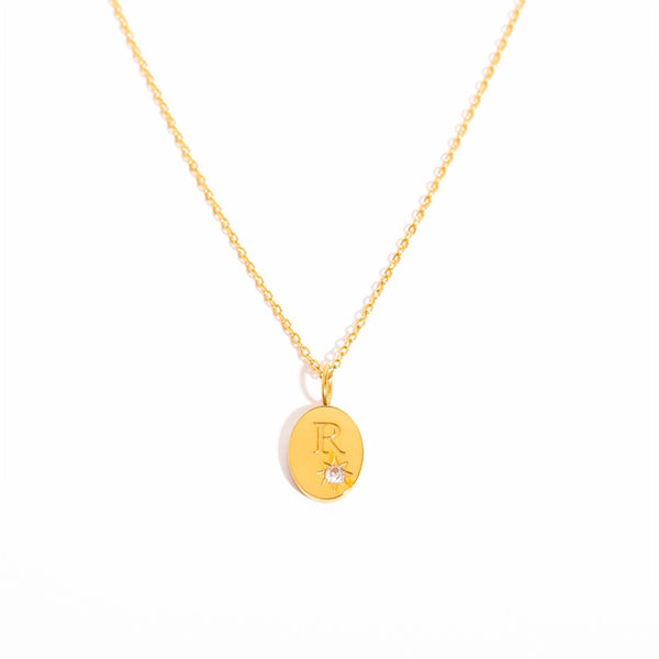 Gold Initial Letter Charm Necklace
