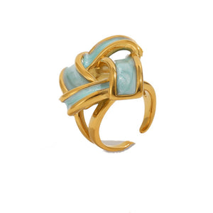 Chic Woven Knot Enamel Stacking Open Ring