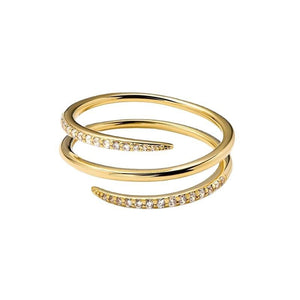 Triple Row Spiral Pave CZ Wrap Stacking Ring