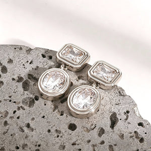 Geometric Bezel Moissanite Drop Stud Earrings
