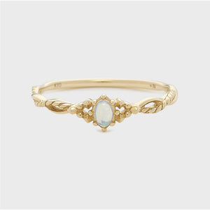 Vintage Oval Cut Gemstone Filigree Band Ring