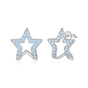 Tiny Opal Pave Open Star Wrap Stud Earrings