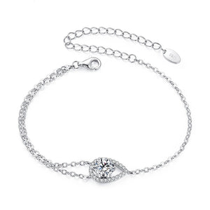 Moissanite Teardrop Halo Layer Chain Bracelet