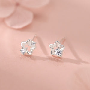 Mismatched Openwork Star CZ Stud Earrings