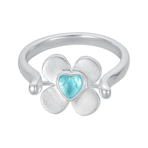 Colorful Heart CZ Reversible Clover Band Ring